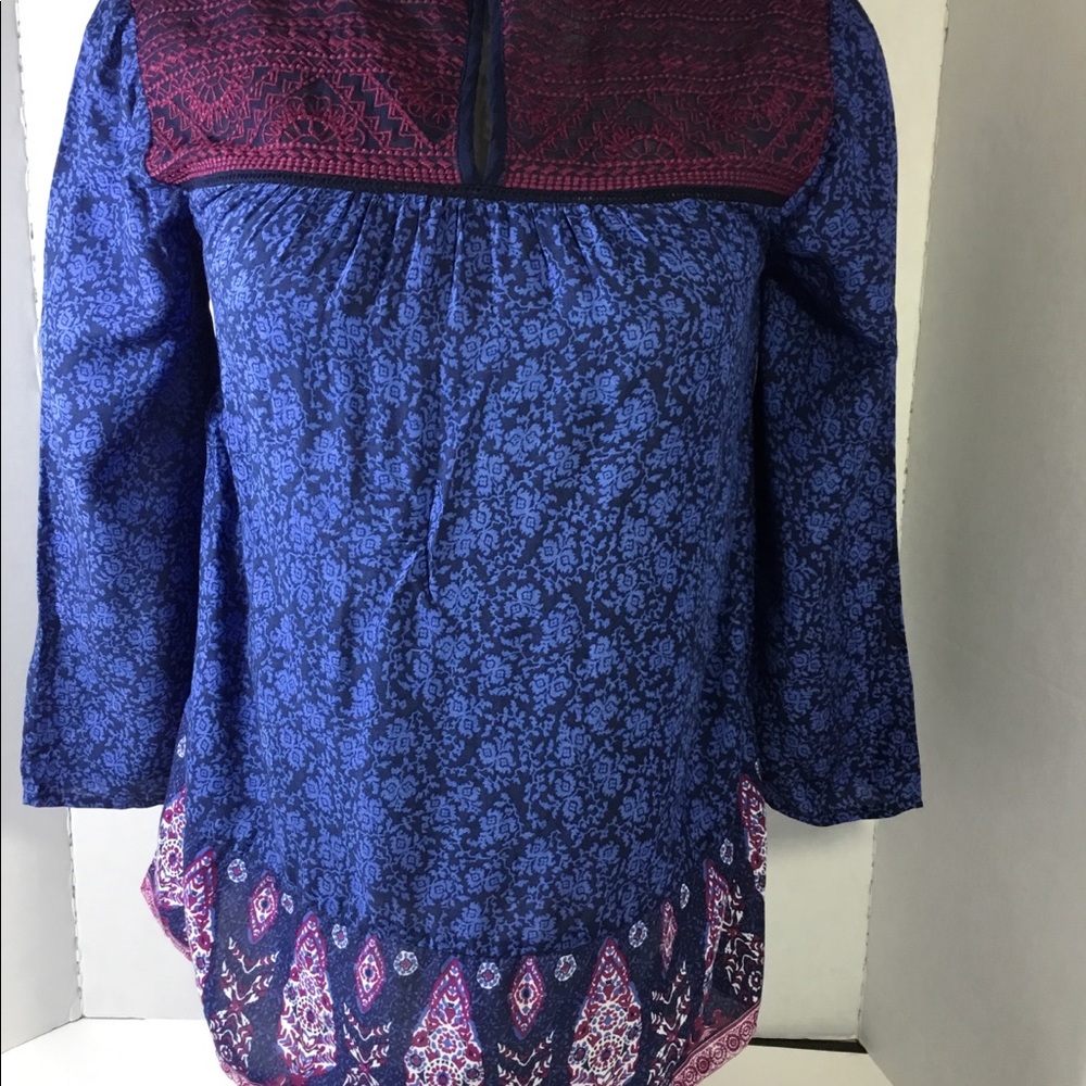 Lucky Brand XS Boho XS Top NWT Blue maroon Top